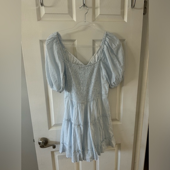 Blue and White stripped dress with puff sleeves. Perfect for summer! - Picture 2 of 2